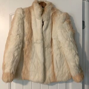 Vintage white and tan fur rabbit coat🤍🤎🤍🤎